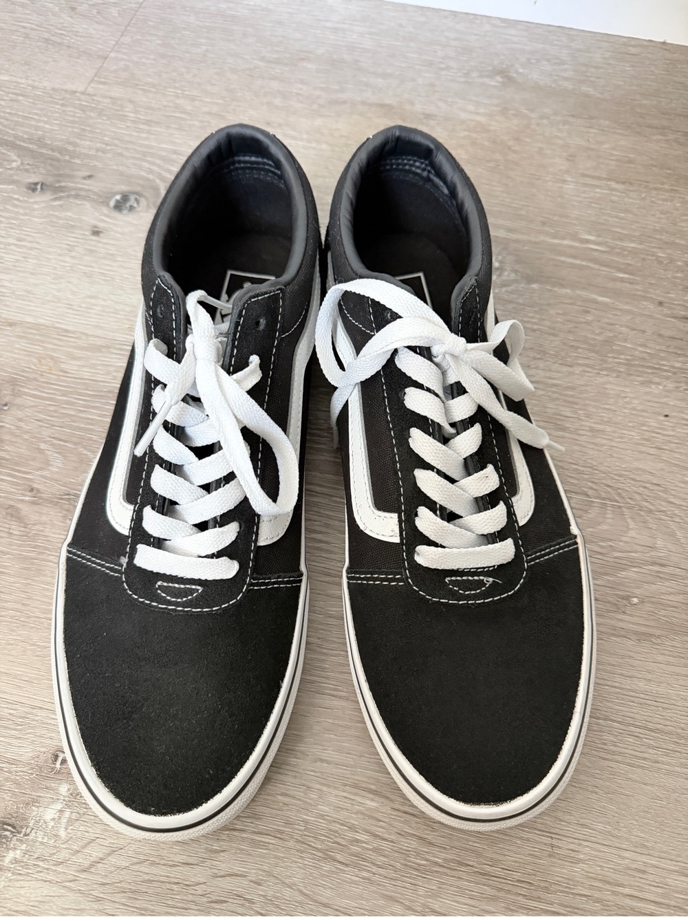Vans Black and White Old Skool Lace-Up Skate Sneakers
